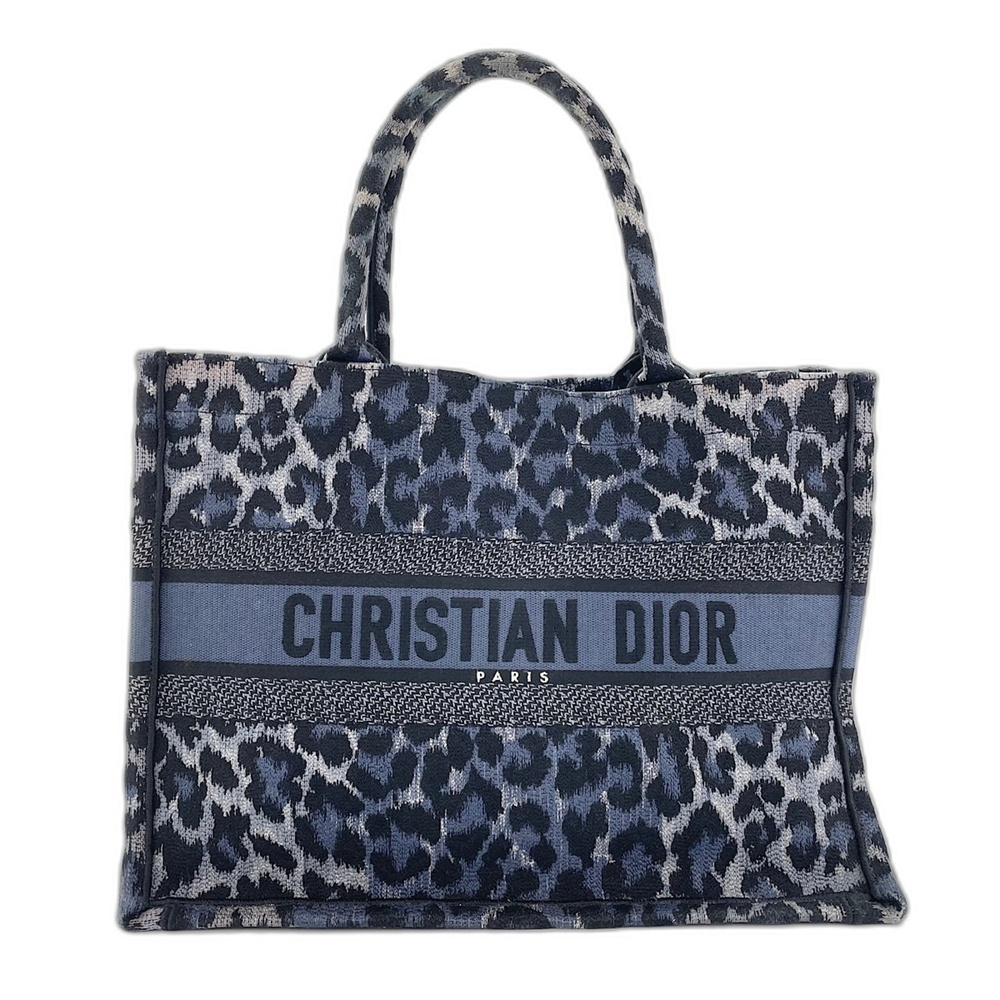 Christian Dior Book Tote Leopard Print Bag, Blue